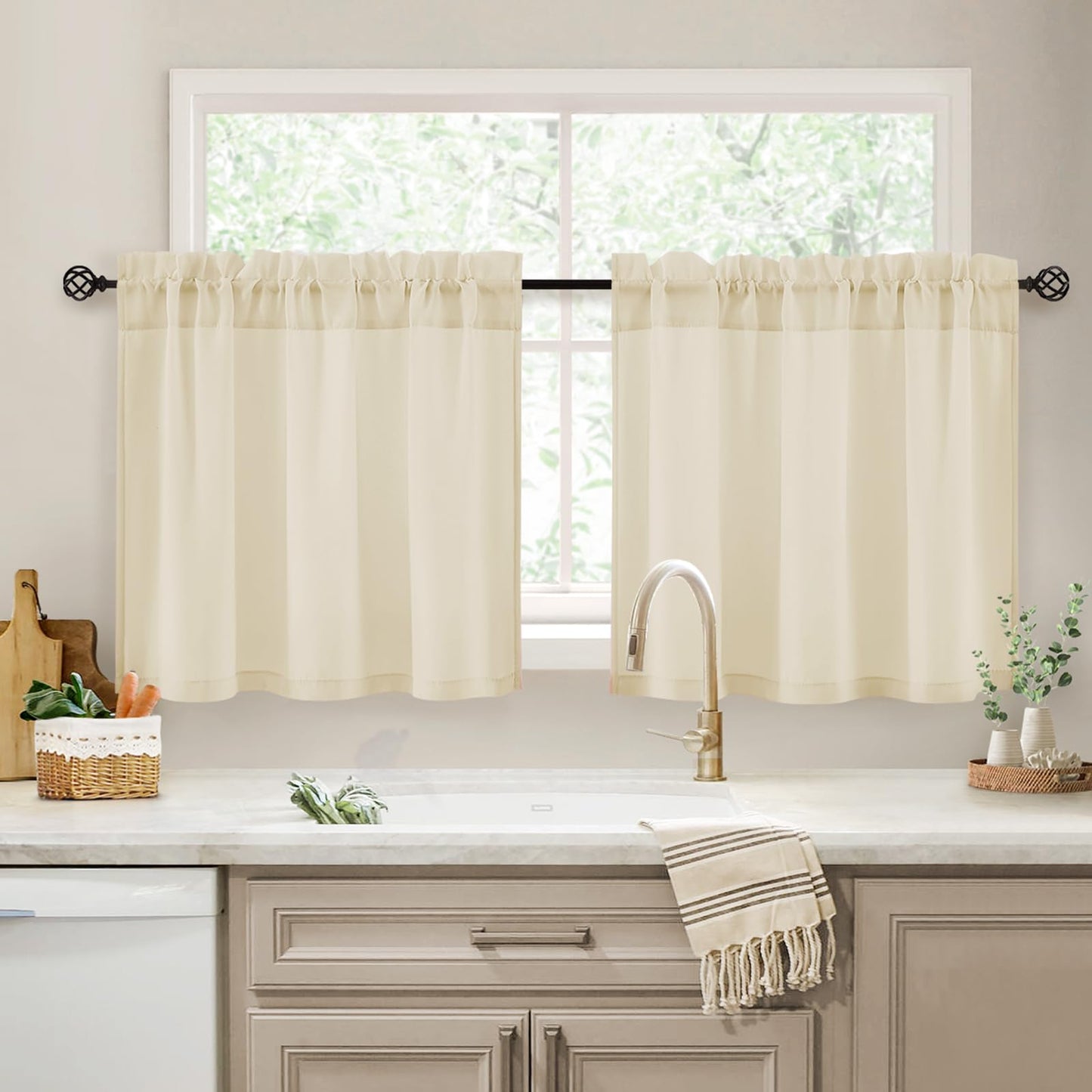 HOMEIDEAS Non-See-Through White Privacy Semi Sheer Curtains 84 Inches Long 2 Panels Set Light Filtering Curtains for Living Room Bedroom Drapes,W52xL84