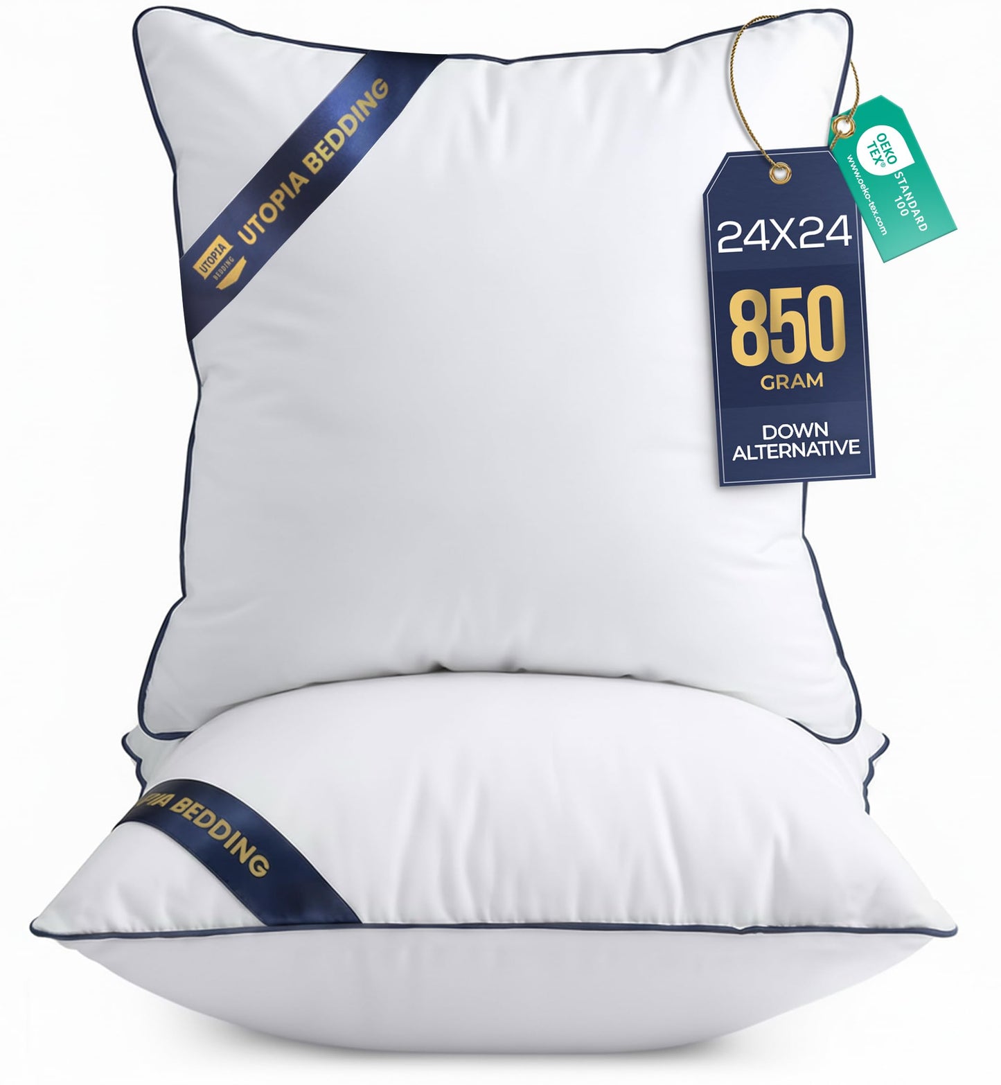 Utopia Bedding 18x18 Throw Pillow Inserts, Decorative Pillows, Pack of 4 | Piping Throw Pillows, Plush & Supportive, Aesthetic Cushion Sham Stuffer for Sofa, Office, Couch & Bed, Set of 4, White