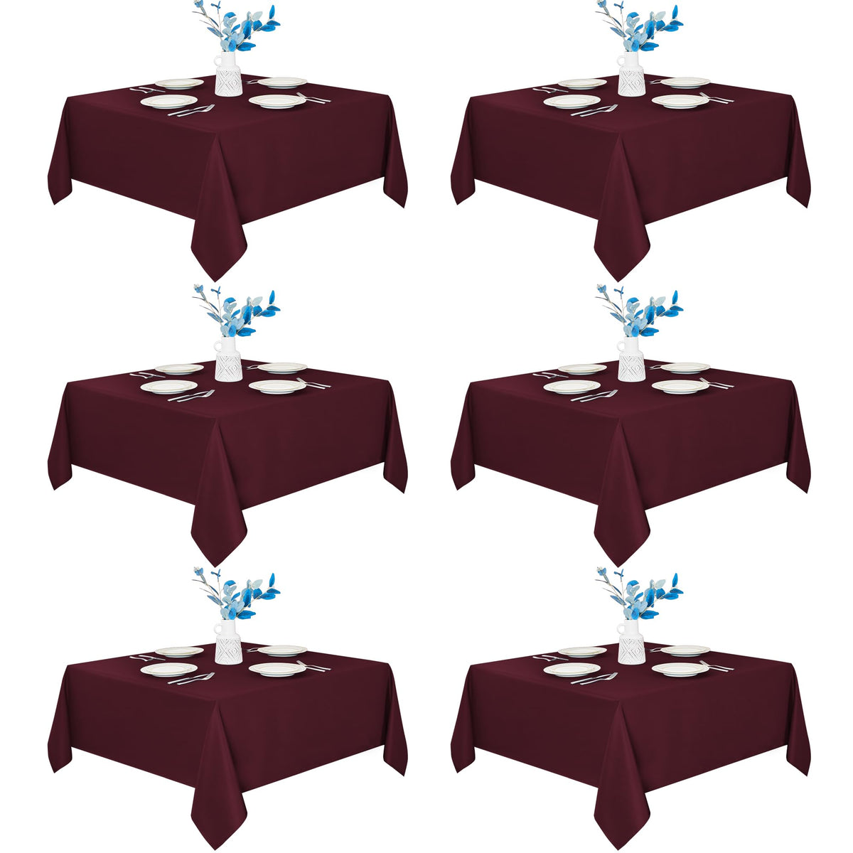 Fitable 6 Pack White Table Cloths 70x120 Inch for 6-8 Ft Rectangle Tables | Stain & Wrinkle Resistant, Washable Polyester Covers for Wedding Party Dining Banquet Event Catering Reception