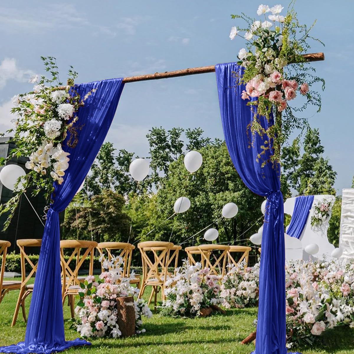 DeZerlor Wedding Draping Fabric Ivory Drapes for Backdrop, 2 Pack | 29"x20FT, Sheer Curtains for Romantic Bridal Baby Shower Decorations Ceremony Birthday Party Outdoor Events