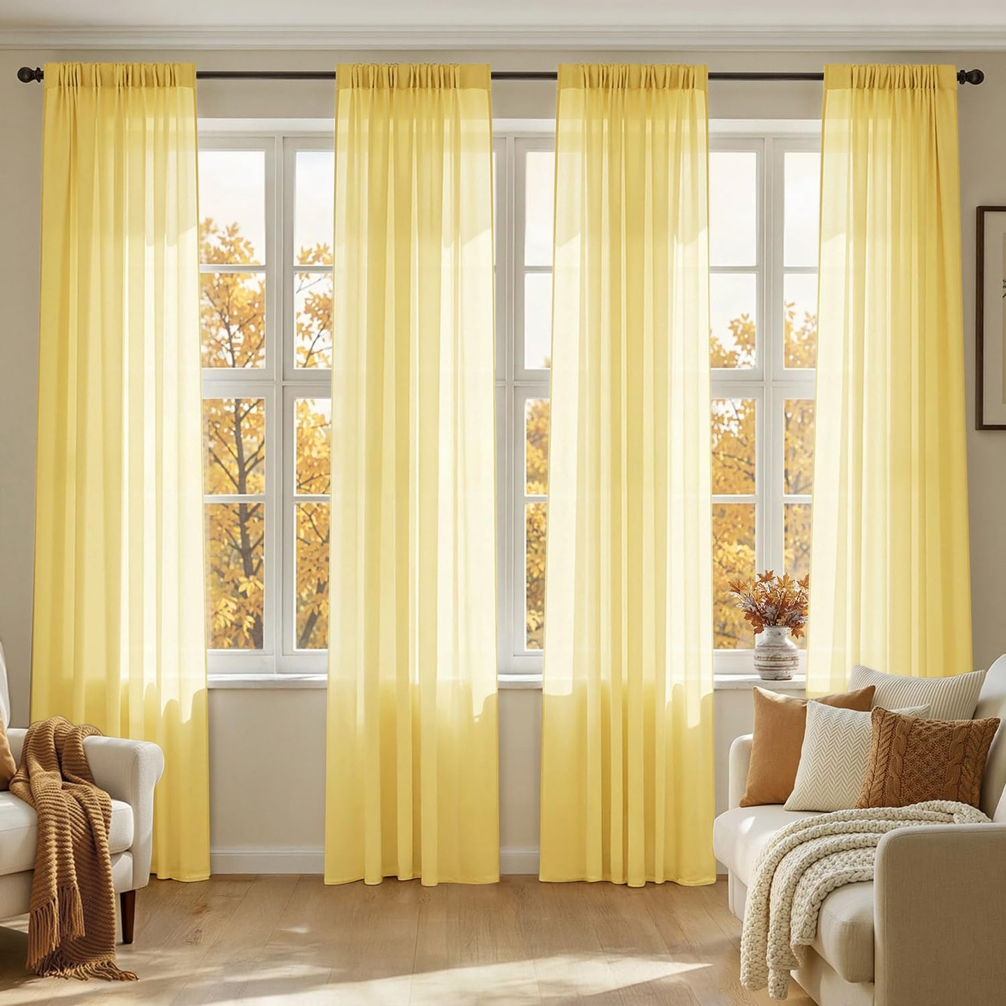 MIULEE Black Sheer Curtains 84 Inches Long 4 Panels 42 x 84 Inches | Light Filtering, Rod Pocket, Voile Drapes, Living Room, Bedroom, Window Treatments