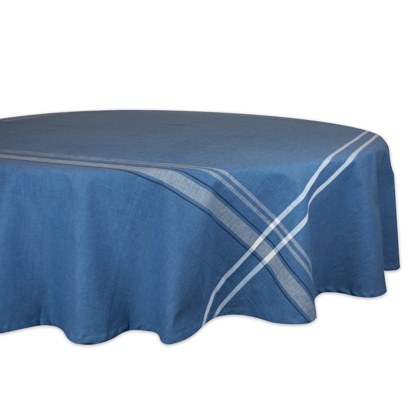 DII French Stripe Tabletop Collection Farmhouse Style Dining Table Linen Tablecloth, 60x84, Taupe/Teal