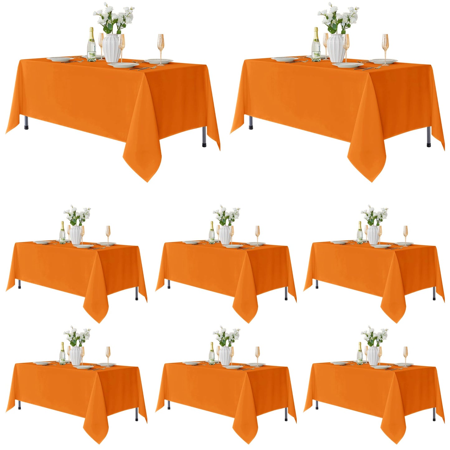 Fitable 6 Pack White Table Cloths 70x120 Inch for 6-8 Ft Rectangle Tables | Stain & Wrinkle Resistant, Washable Polyester Covers for Wedding Party Dining Banquet Event Catering Reception