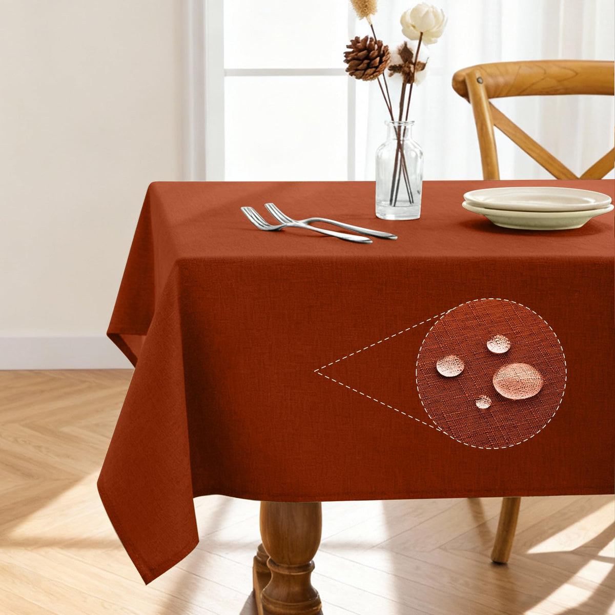 Pureegg Rectangle Linen Tablecloth Waterproof & Stain Resistant, Wrinkle-Free Table Cloth Adds Elegance and Protection, Ideal for Dining, Party, Wedding and Outdoor, 52 x 70 Inch, Sage Green