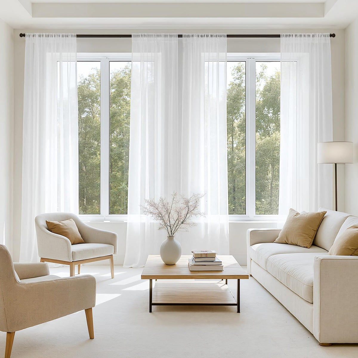 MIULEE Black Sheer Curtains 84 Inches Long 4 Panels 42 x 84 Inches | Light Filtering, Rod Pocket, Voile Drapes, Living Room, Bedroom, Window Treatments