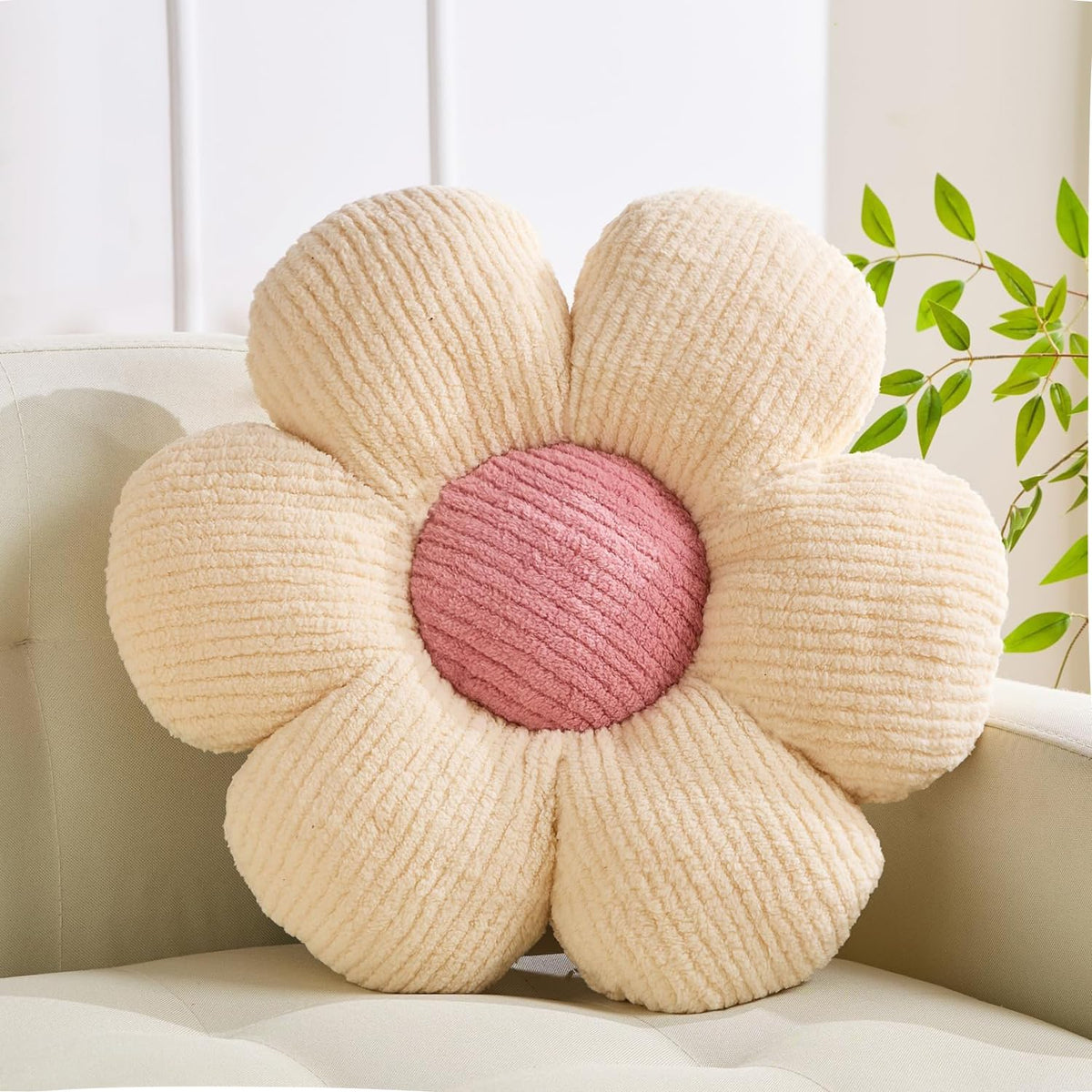 XIAIJIA Flower Pillow, Pink Daisy Throw Pillows, Flower Cushion 15.7 Inch | Decorative pillows, cute flower shaped pillow, flower pillows for bed, floral cushions, decor for bedroom, couch, sofa
