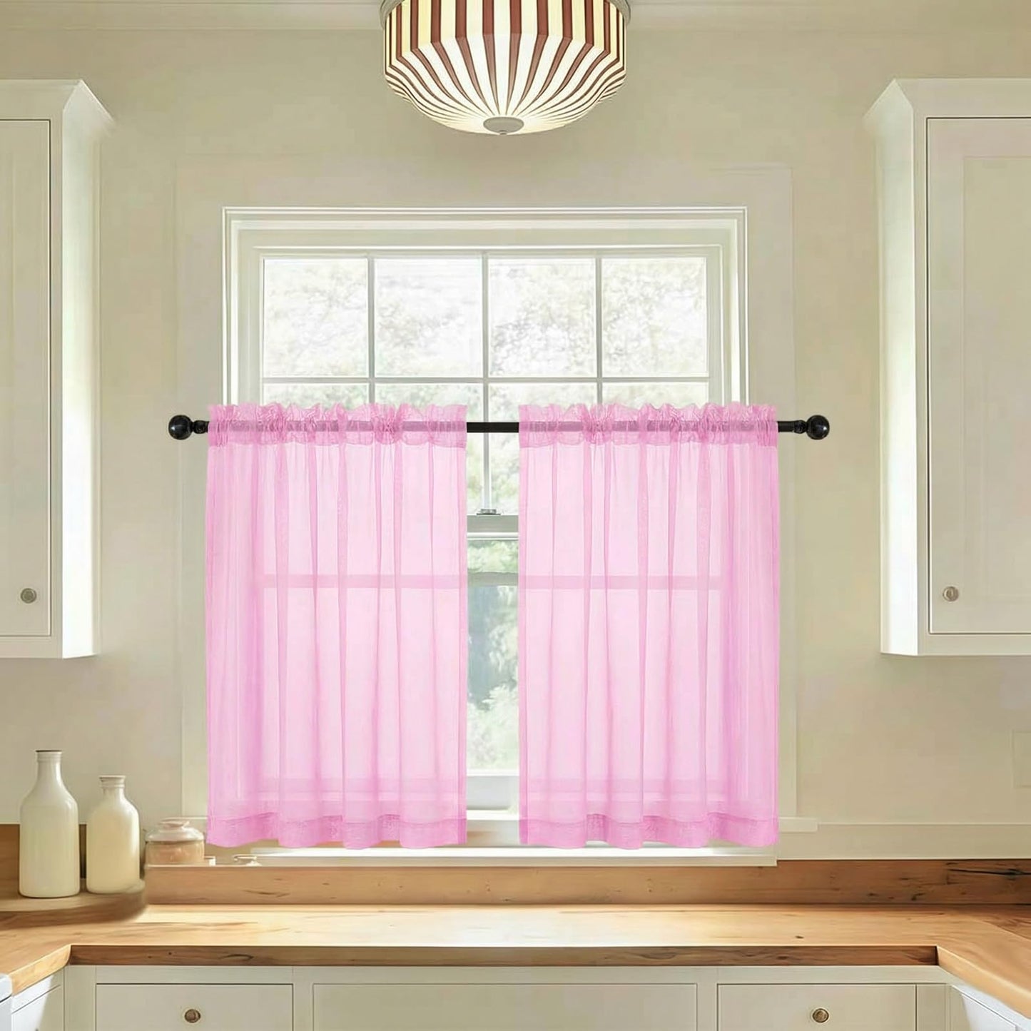 LIVEKID White Sheer Curtains 84 Inches Long 2 Panels - Light Filtering Breathable Voile Textured Sheer Curtains for Bedroom/Living Room, Rod Pocket Soft Elagant & Airy Solid Drapes, W42 x L84