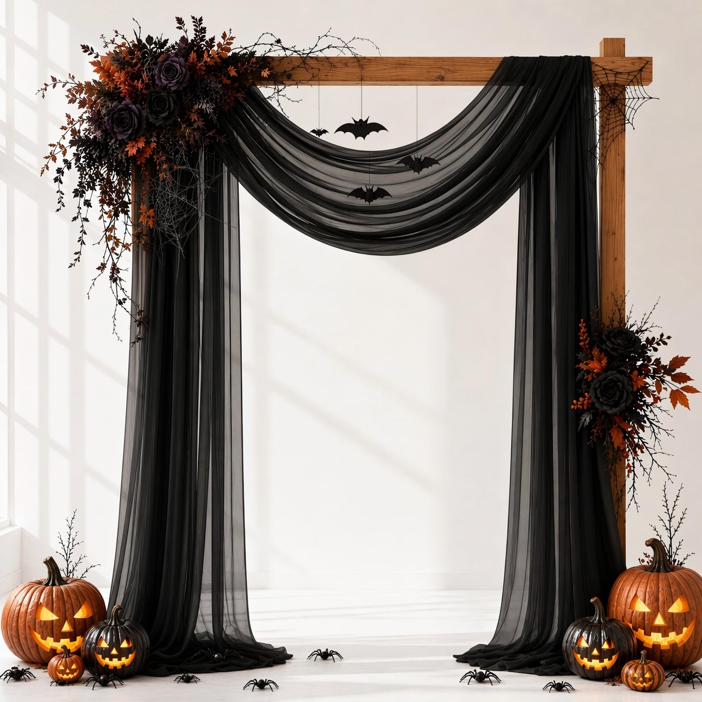 Ivory White Wedding Arch Draping Fabric Sheer Curtain Drapes | 31" x 20 ft Extra Long Shimmery Backdrop Curtains for Wedding Anniversary Party Summer Outdoor Events Drapery Photo Backgrounds