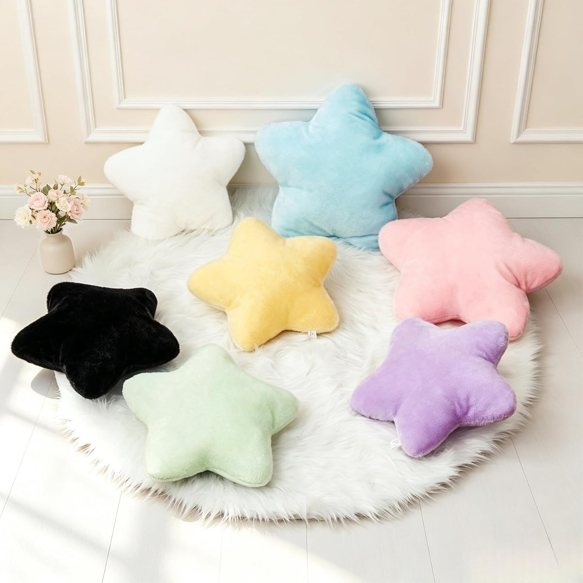 Star Pillow 15.4" Cute Soft Faux Plush Small White Decorative Throw Pillows | Star shaped, PP cotton Filling, Fluffy and Comfortable, for Gilrs Kids, for Couch Bed Sofa Bedroom Living Room