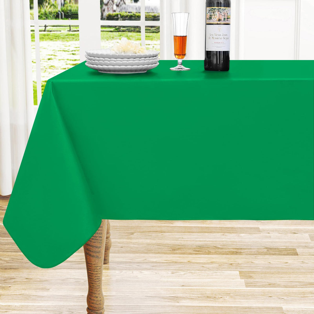 Round Navy Blue Vinyl Waterproof Tablecloth with Flannel Backed | Spillproof Wipe Clean Table Cloth, Plastic Flannel Backing for Dining, Buffet Parties Picnic Camping, 60"