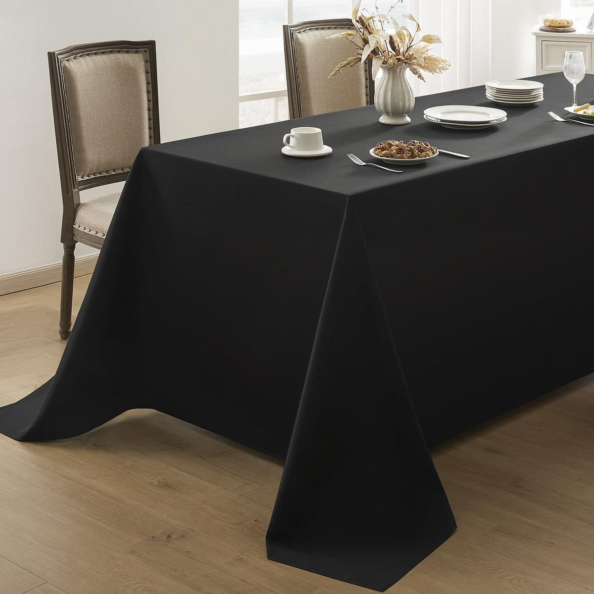 1 Pack White Rectangle Tablecloths 60x84 Inch for 4ft Tables | Washable Decorative Linen Polyester Table Cover for Dining Tables, Banquets Buffets Parties and Weddings