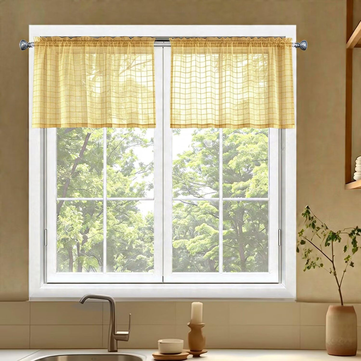 SpaceDresser Basic Rod Pocket Sheer Voile Window Curtain Panels White 1 Pair 2 Panels 52 Width 84 Inch Long for Kitchen Bedroom Children Living Room Yard(White,52 W x 84 L)