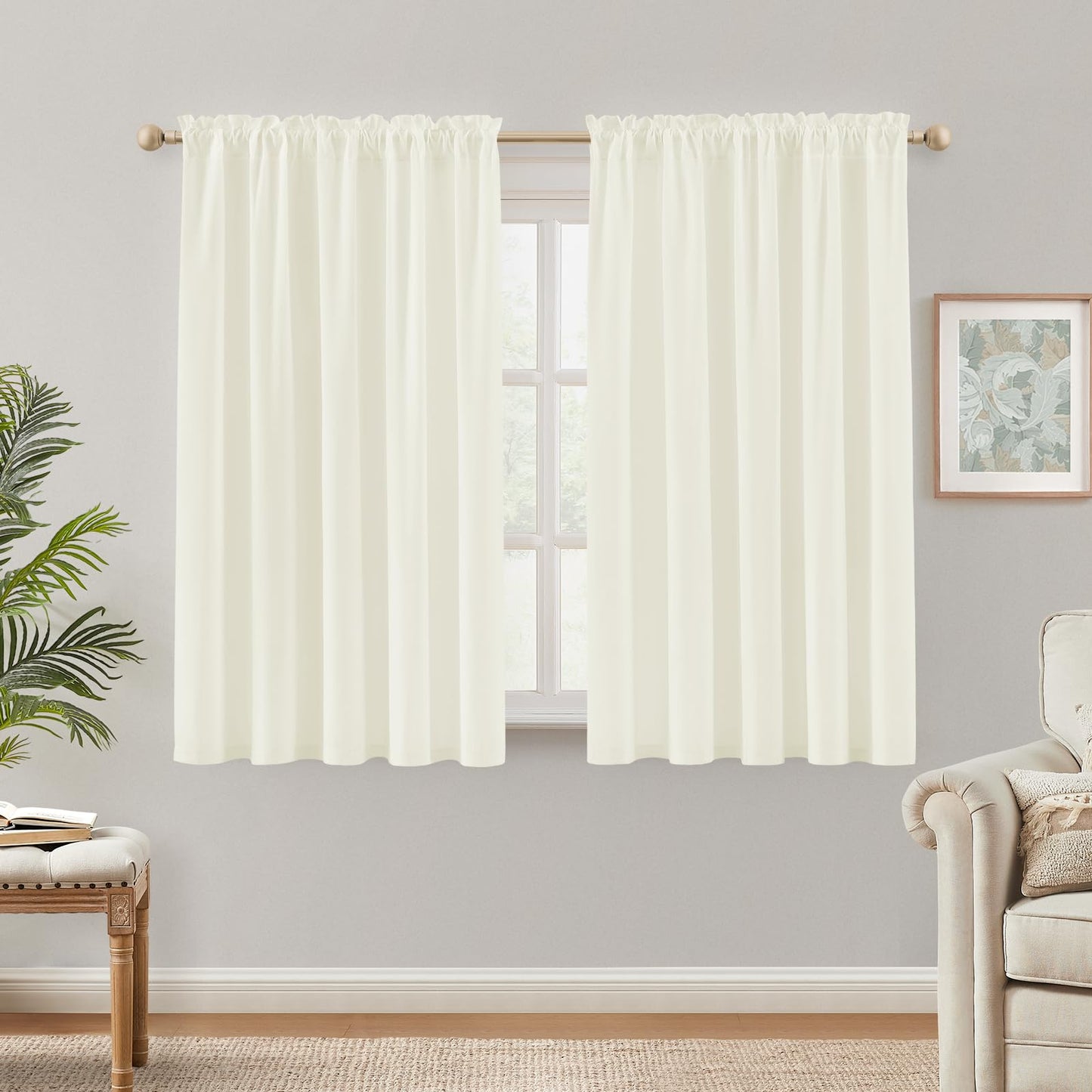 HOMEIDEAS Non-See-Through White Privacy Semi Sheer Curtains 84 Inches Long 2 Panels Set Light Filtering Curtains for Living Room Bedroom Drapes,W52xL84