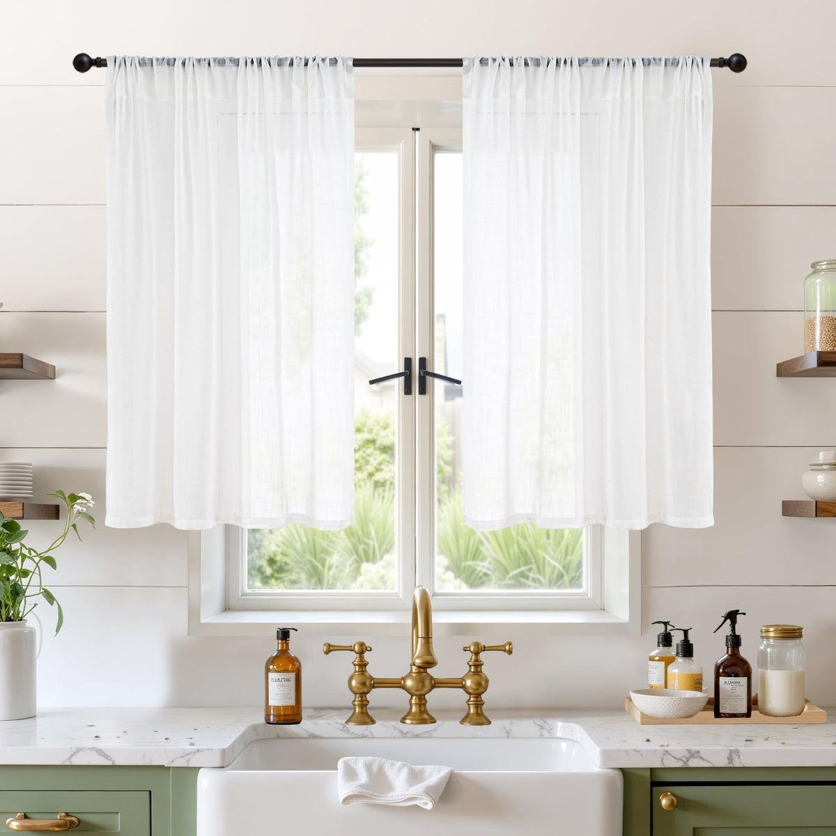BGment Linen Sheer Curtains 84 Inches Long 2 Panels Set for Living Room | Light Filtering Drapes with Rod Pocket Lightweight Window Treatments for Bedroom, 52 X 84 Inch Length