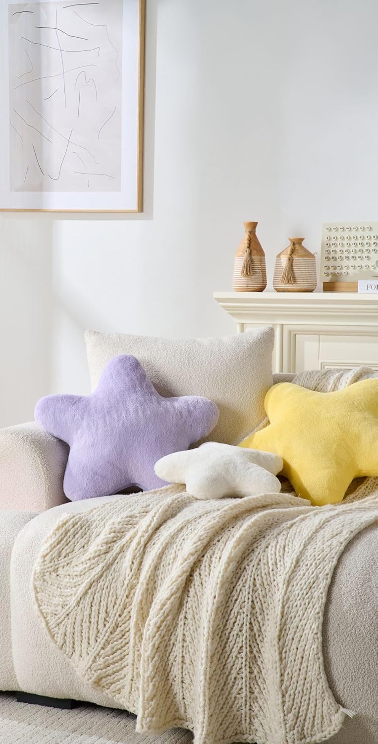 Set of 2 Room Decor Home Decor Throw Pillows Star Pillow Couch Pillows Decorative Pillows Bed Pillows Cute Pillows,White 15"