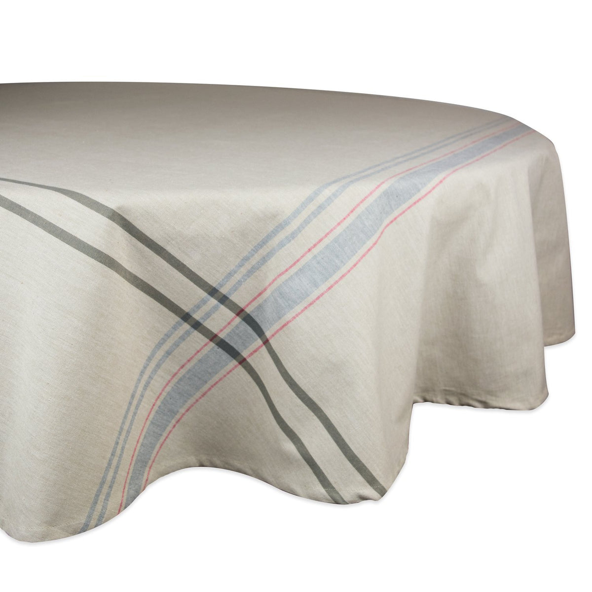 DII French Stripe Tabletop Collection Farmhouse Style Dining Table Linen Tablecloth, 60x84, Taupe/Teal