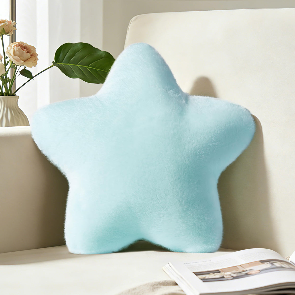 Star Pillow 15.4" Cute Soft Faux Plush Small White Decorative Throw Pillows | Star shaped, PP cotton Filling, Fluffy and Comfortable, for Gilrs Kids, for Couch Bed Sofa Bedroom Living Room