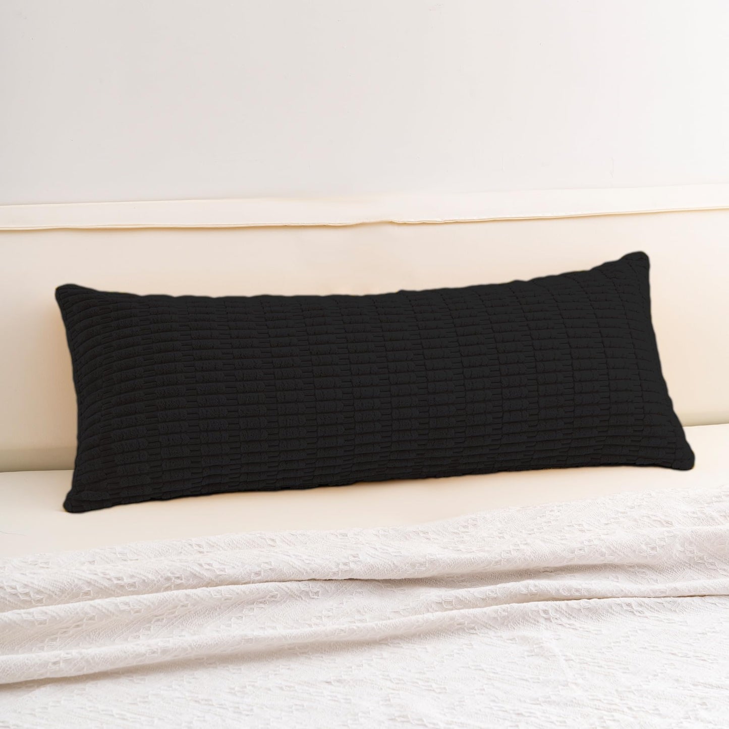 Pack of 2 Corduroy Decorative Throw Pillow Covers 18x18 Inch, Cream White | Fall Soft Striped Pillow Covers Modern Farmhouse Home Decor Christmas Throw Pillow Covers for Sofa Living Room Couch Bed ﻿