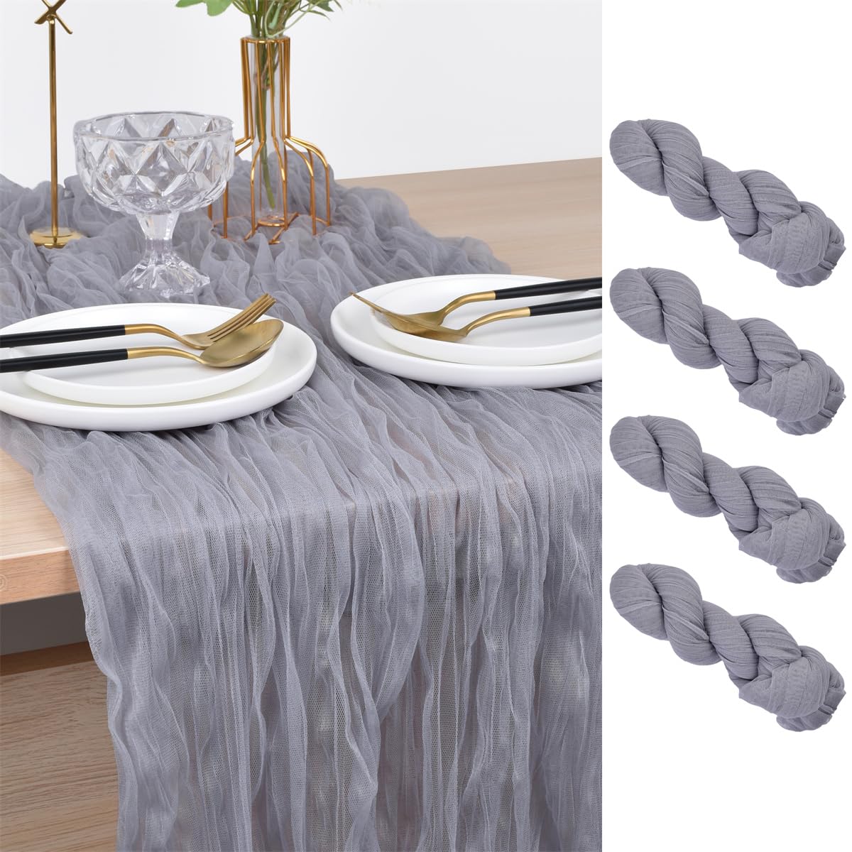 Blue Cheesecloth Table Runner Cheese Cloth Wedding Birthday Party Decor | 10Ft Summer Rustic Boho Gauze Farmhouse Bridal Baby Shower Holiday Dining Tea Party Home Table Decorations
