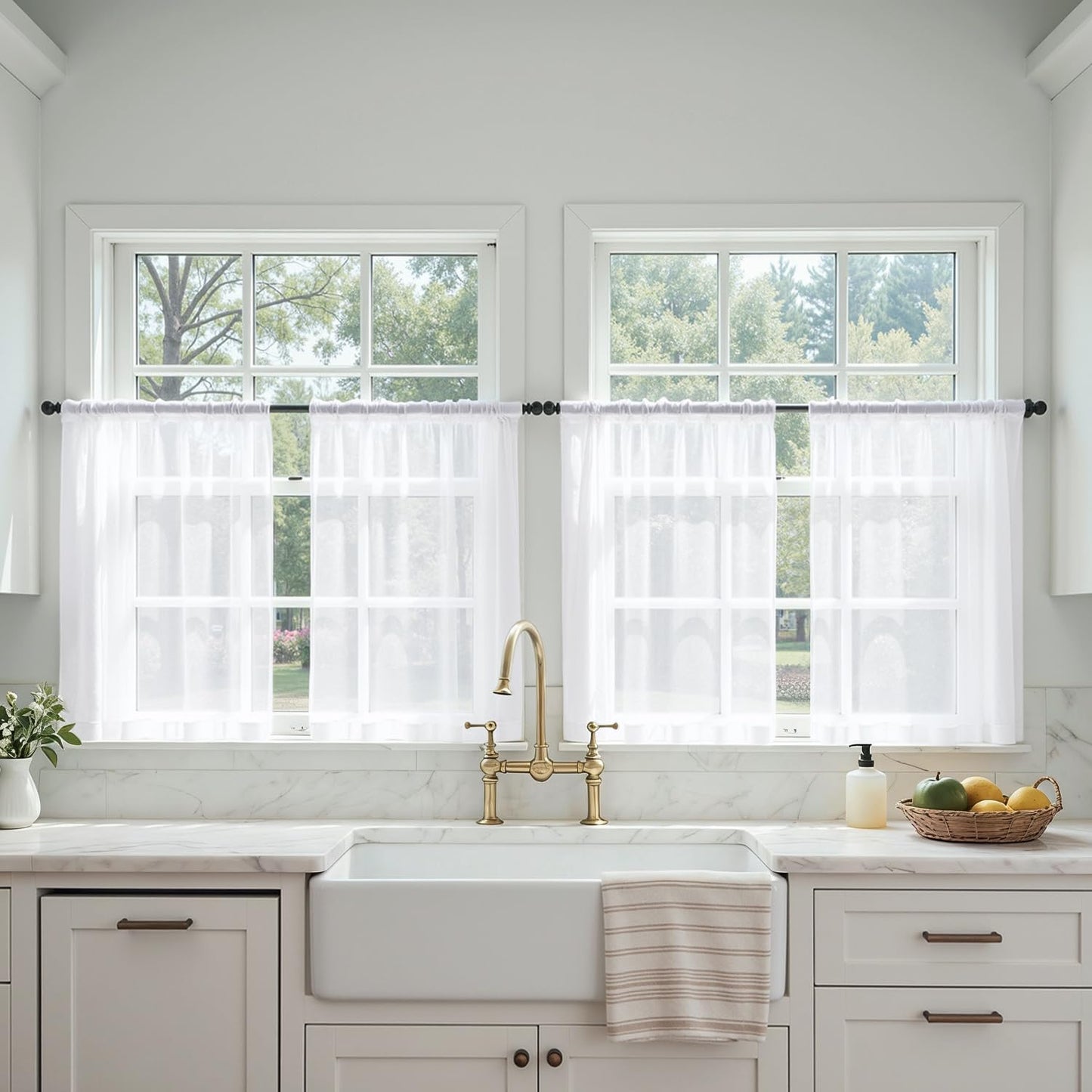 MIULEE Black Sheer Curtains 84 Inches Long 4 Panels 42 x 84 Inches | Light Filtering, Rod Pocket, Voile Drapes, Living Room, Bedroom, Window Treatments