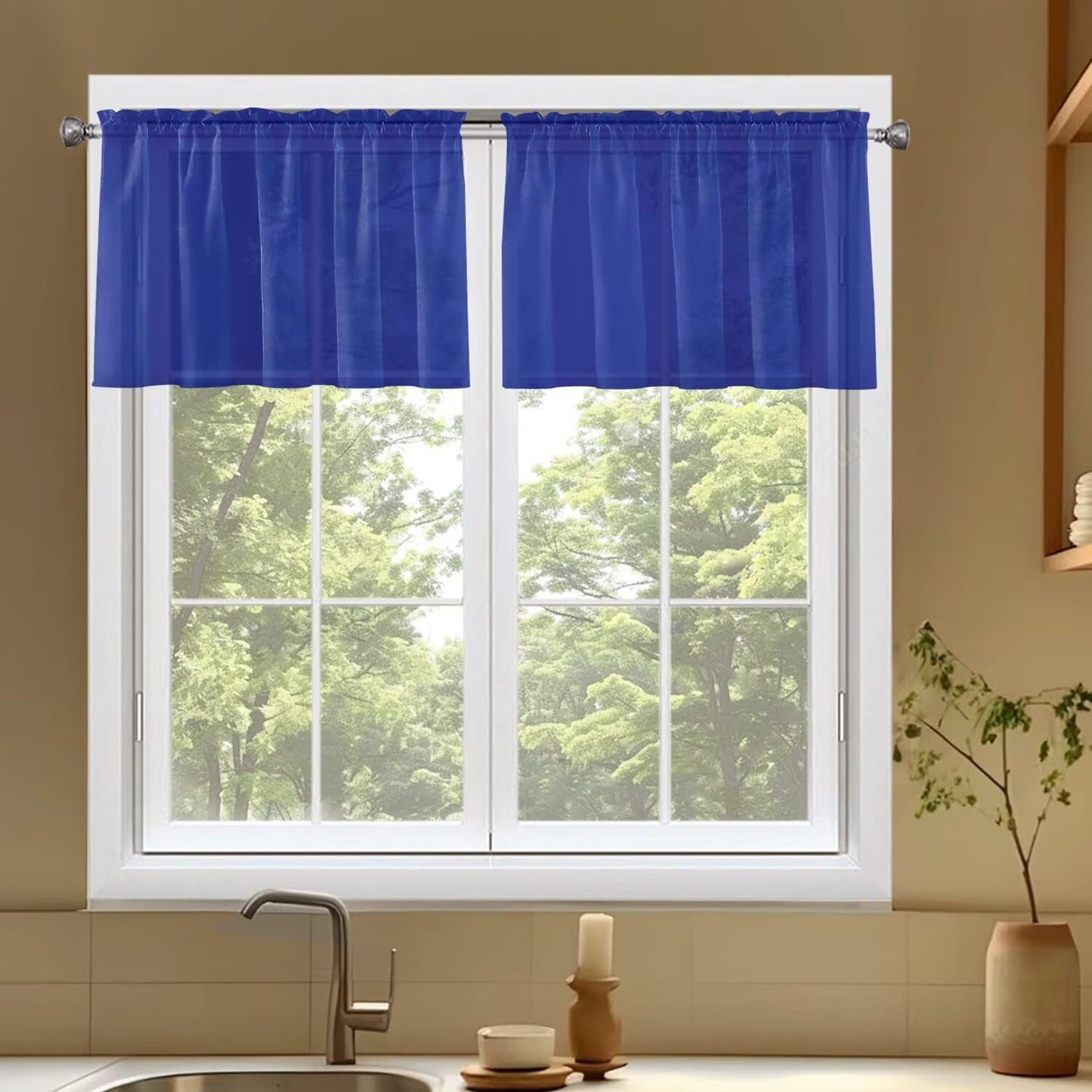 SpaceDresser Basic Rod Pocket Sheer Voile Window Curtain Panels White 1 Pair 2 Panels 52 Width 84 Inch Long for Kitchen Bedroom Children Living Room Yard(White,52 W x 84 L)