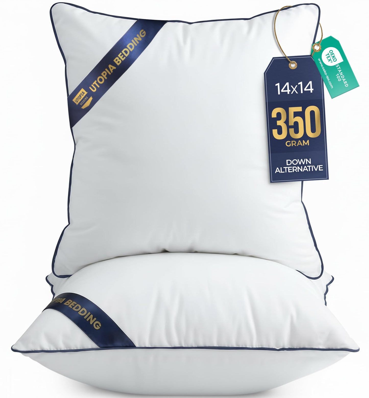 Utopia Bedding 18x18 Throw Pillow Inserts, Decorative Pillows, Pack of 4 | Piping Throw Pillows, Plush & Supportive, Aesthetic Cushion Sham Stuffer for Sofa, Office, Couch & Bed, Set of 4, White