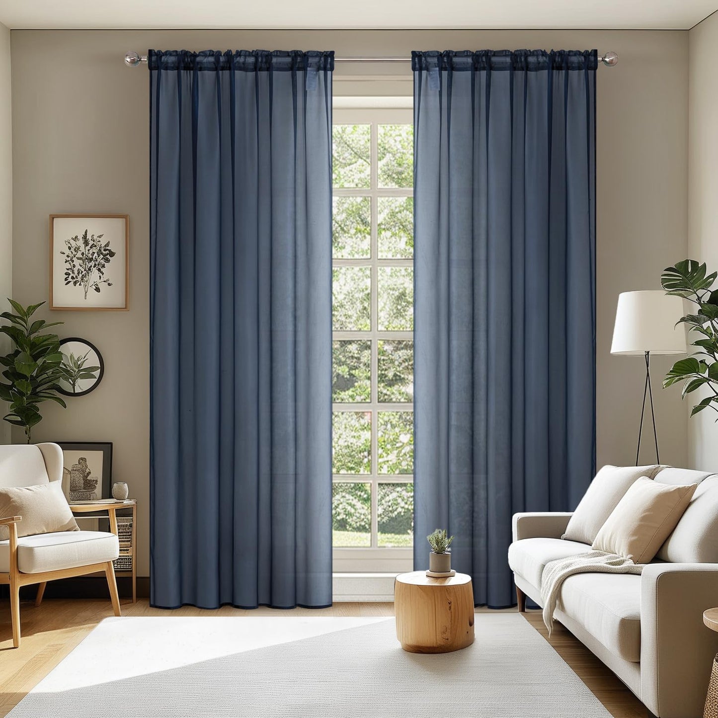 MIULEE 2 Panels White Sheer Curtains for Living Room 54 X 84 Inches | Window, Solid Color, Elegant Window Voile Panels, Bedroom, Living Room, Drapes, Treatment