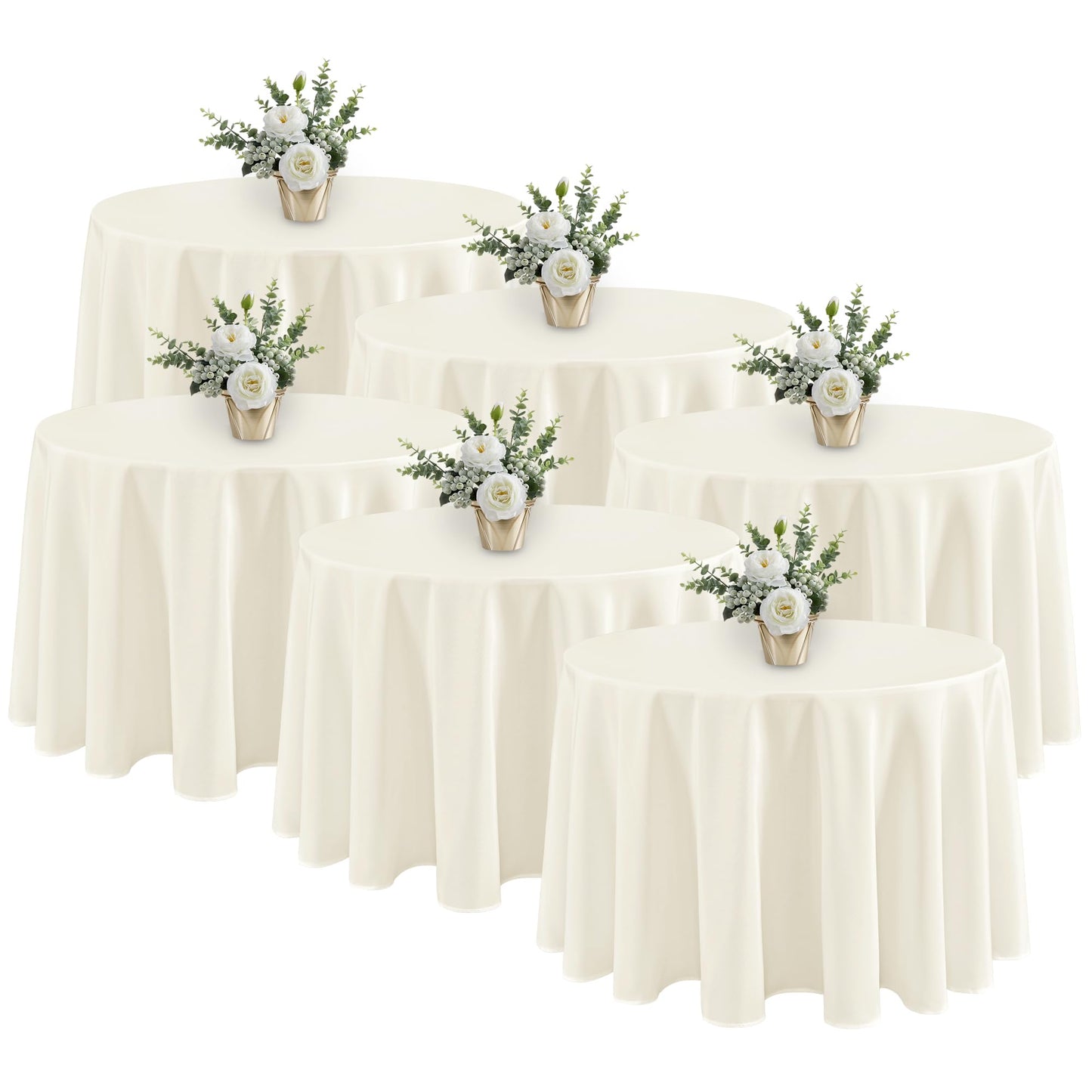 Fitable 6 Pack White Table Cloths 70x120 Inch for 6-8 Ft Rectangle Tables | Stain & Wrinkle Resistant, Washable Polyester Covers for Wedding Party Dining Banquet Event Catering Reception