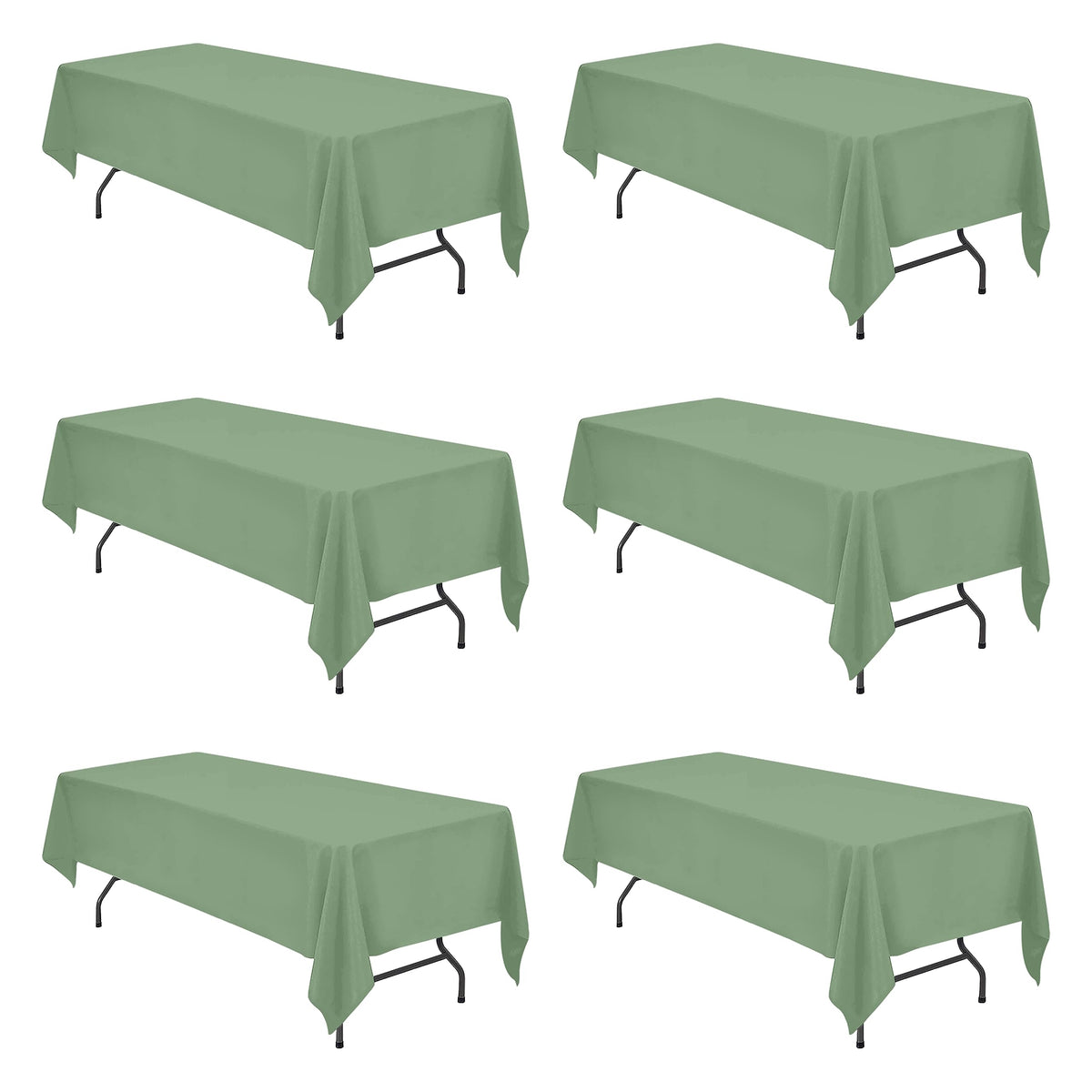BRILLMAX 6 Pack Ivory Tablecloths 90x132 Inch for 6ft Rectangle Tables | 150 GSM Polyester Fabric, Floor Length Drop, Water, Stain & Wrinkle Resistant Cloth Cover for Wedding Reception Banquet Party