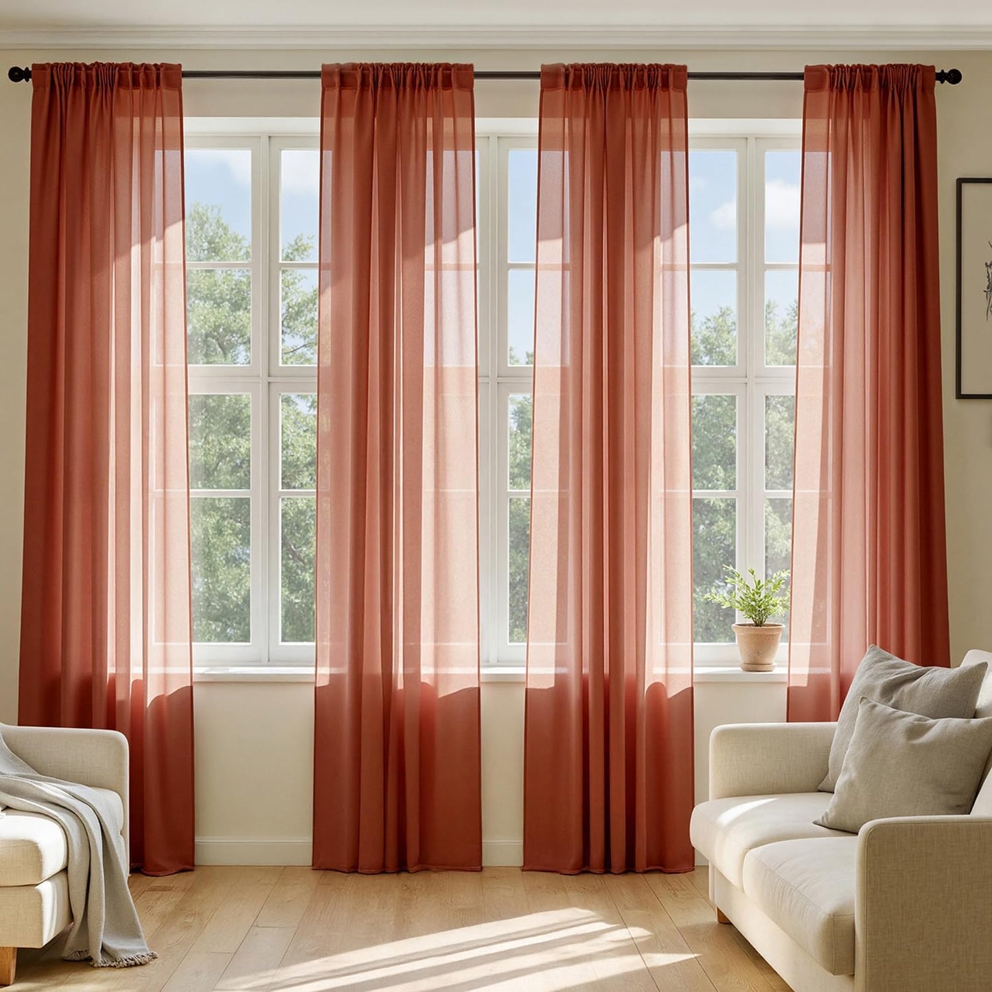MIULEE Black Sheer Curtains 84 Inches Long 4 Panels 42 x 84 Inches | Light Filtering, Rod Pocket, Voile Drapes, Living Room, Bedroom, Window Treatments