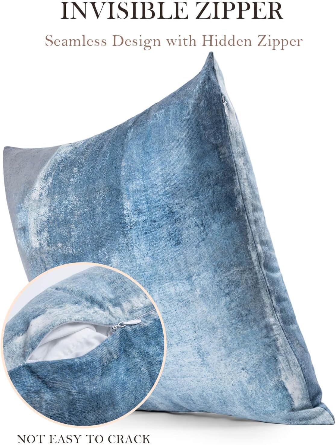 Set of 4 Blue and Grey Abstract Art Artwork Pillow Cover 18 x 18 Inch, Gallery Modern Decorative Throw Pillows Cushion Cover for Bedroom Sofa Living Room | Double-sided vibrant artwork accent cushion covers. Perfect decorative pillows for couch, sofa, bed
