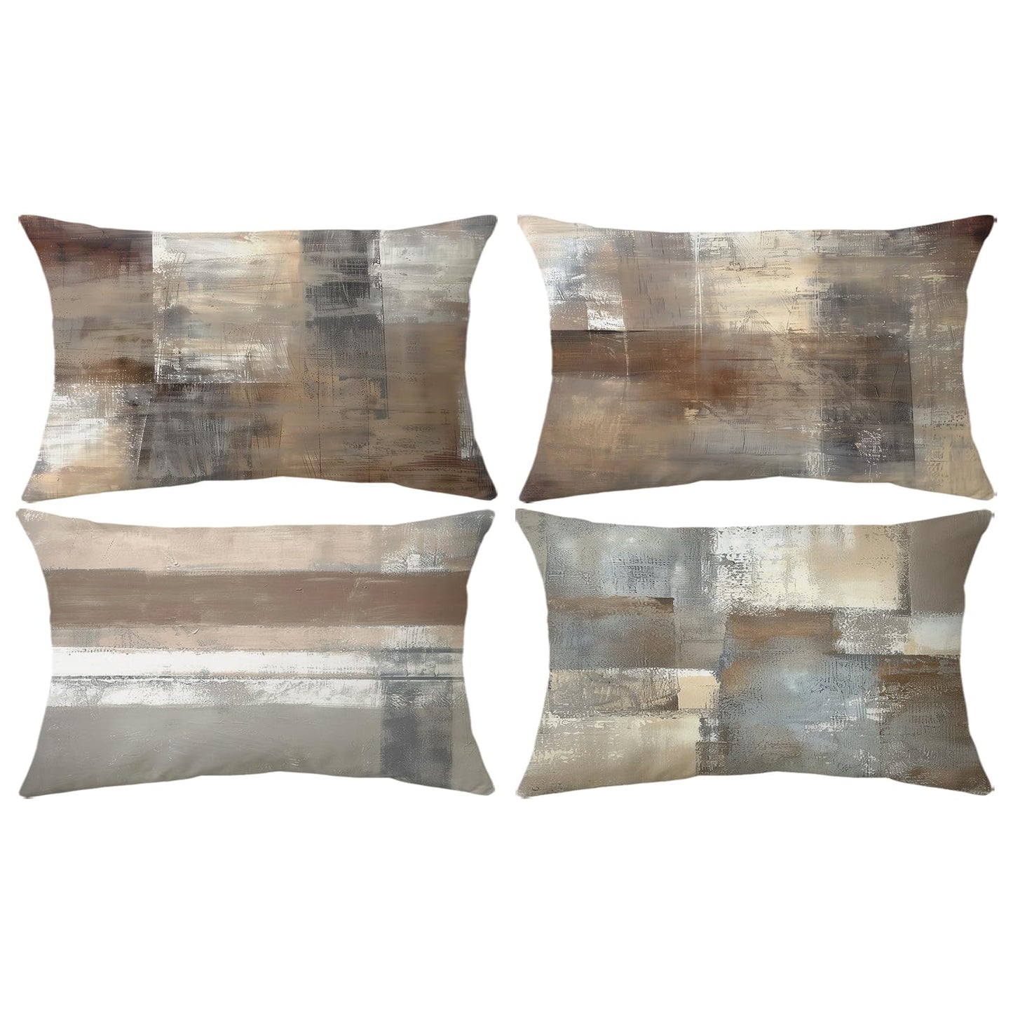 Set of 4 Blue and Grey Abstract Art Artwork Pillow Cover 18 x 18 Inch, Gallery Modern Decorative Throw Pillows Cushion Cover for Bedroom Sofa Living Room | Double-sided vibrant artwork accent cushion covers. Perfect decorative pillows for couch, sofa, bed