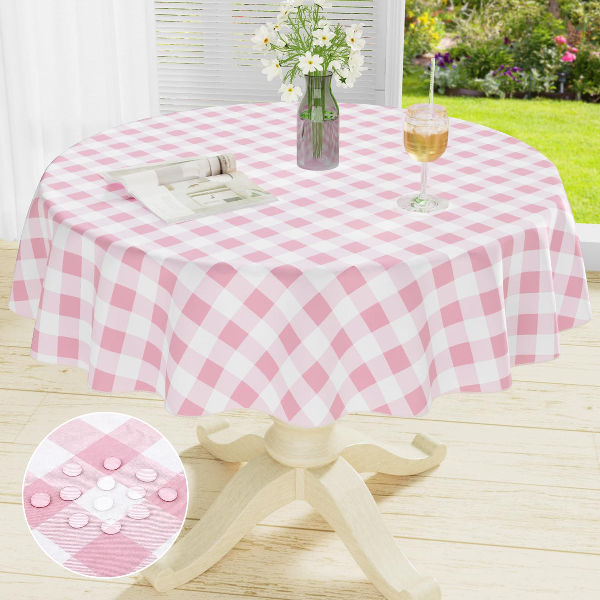 Rectangle Waterproof Vinyl Table Cloth, Buffalo Flannel Backed Tablecloth, Wipeable Plastic Table Cover for Dinner, Kitchen, Outdoor (60" x 84", Black and White)