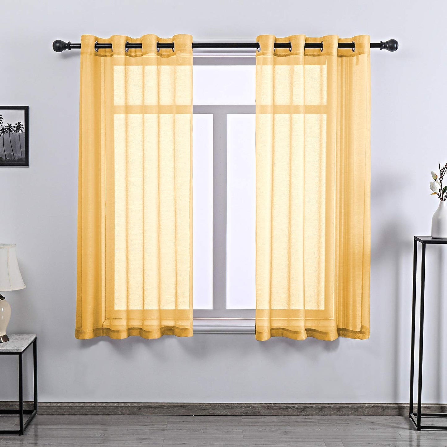 108 Inch Extra Length Sheer Curtains for Bedroom - Grommet Top Solid Luxury Soft Gauze Voile Window Panels for Patio(52 W x 108 L,Taupe,2 Pieces)
