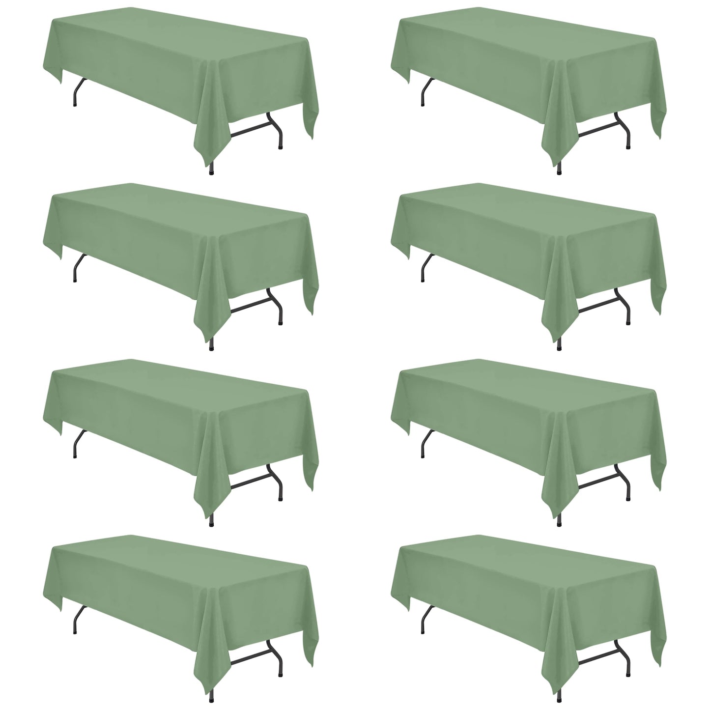 BRILLMAX 6 Pack Ivory Tablecloths 90x132 Inch for 6ft Rectangle Tables | 150 GSM Polyester Fabric, Floor Length Drop, Water, Stain & Wrinkle Resistant Cloth Cover for Wedding Reception Banquet Party