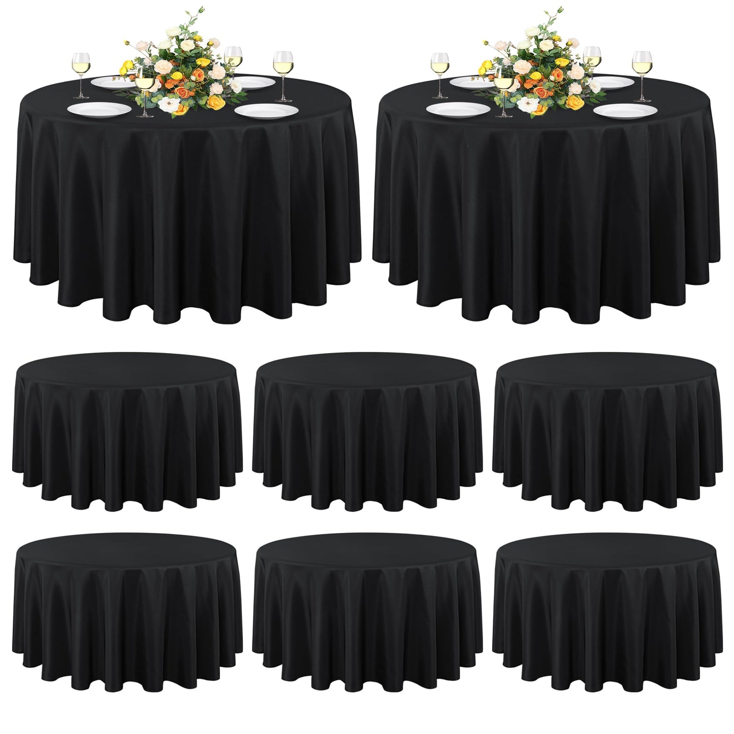 sancua White Round Tablecloth 60 Inch Diameter for 20-48 Inch Tables | Water Resistant Spill Proof, Washable Polyester Cloth Decorative Fabric Cover, For Dining, Buffet Parties and Camping