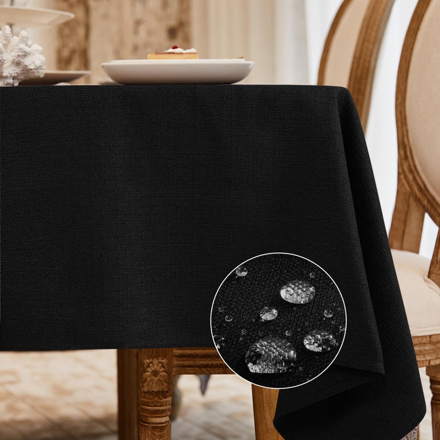 BALCONY & FALCON Rectangle Table Cloth Waterproof Beige 156"x90" | Rectangular Washable Wrinkle Resistant Table Cloth Linen Fabric Tablecloths for Dining Party Kitchen Wedding and Outdoor Use