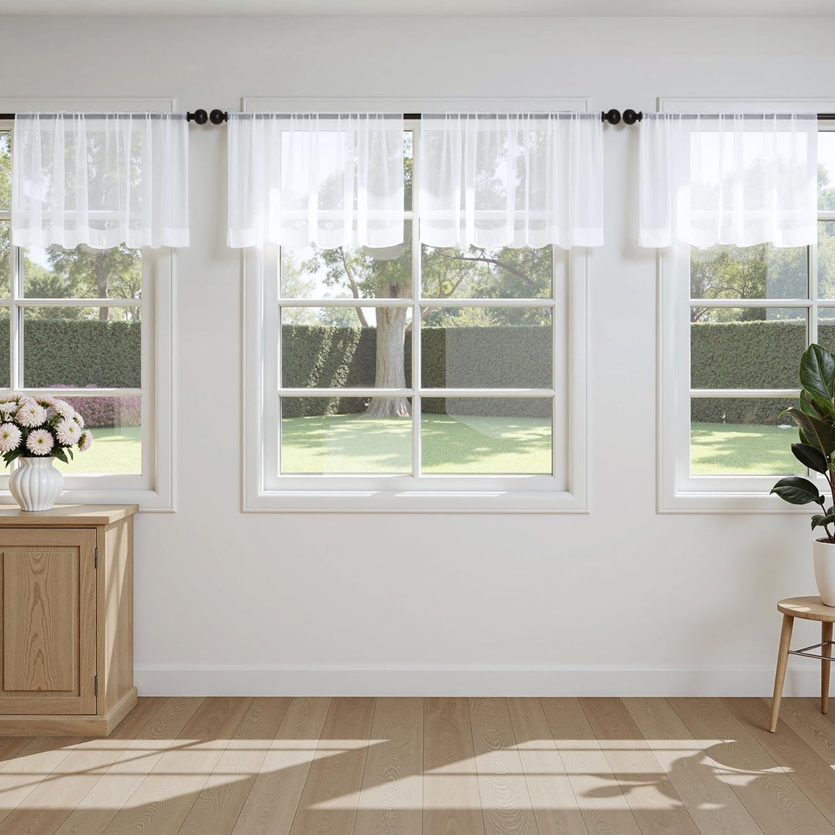 MIULEE Black Sheer Curtains 84 Inches Long 4 Panels 42 x 84 Inches | Light Filtering, Rod Pocket, Voile Drapes, Living Room, Bedroom, Window Treatments