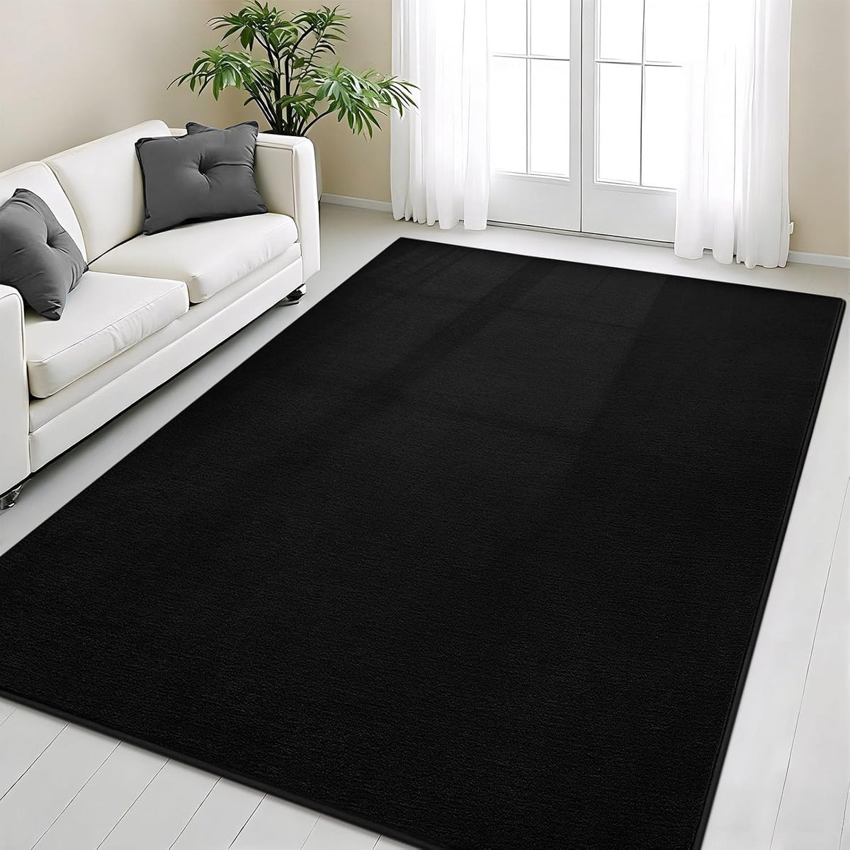 Vasofe Black Area Rugs for Living Room Bedroom, 4x6 Modern Memory Foam Rug | Thickened Throw Carpet, Super Soft Kids Boys Girls Rug, Non Slip Washable Carpets for Dorm Nursery Classroom Office Decor