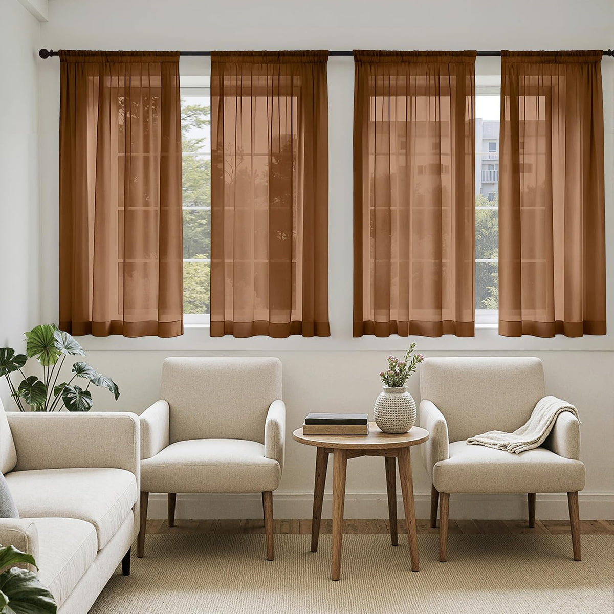 MIULEE Black Sheer Curtains 84 Inches Long 4 Panels 42 x 84 Inches | Light Filtering, Rod Pocket, Voile Drapes, Living Room, Bedroom, Window Treatments