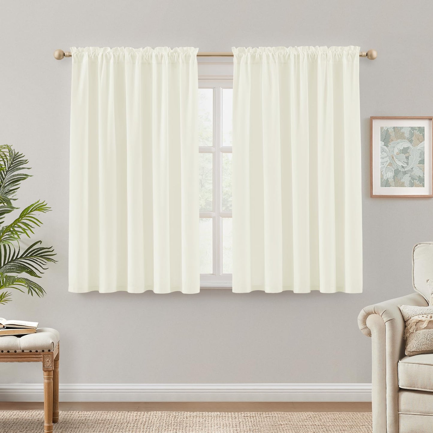 HOMEIDEAS Non-See-Through White Privacy Semi Sheer Curtains 84 Inches Long 2 Panels Set Light Filtering Curtains for Living Room Bedroom Drapes,W52xL84