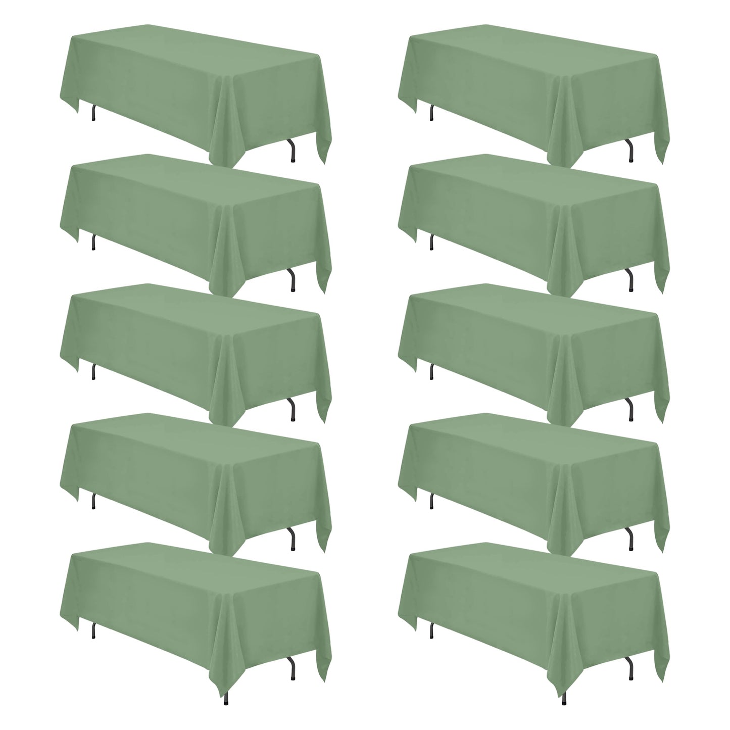 BRILLMAX 6 Pack Ivory Tablecloths 90x132 Inch for 6ft Rectangle Tables | 150 GSM Polyester Fabric, Floor Length Drop, Water, Stain & Wrinkle Resistant Cloth Cover for Wedding Reception Banquet Party
