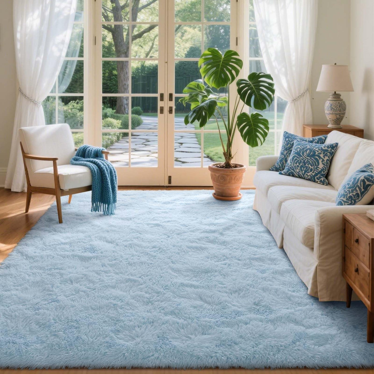 6x9 Ft Large Shag Rugs for Living Room Decor, Tie-Dyed Ultra Soft Fluffy Furry Area Rugs for Bedroom Indoor Floor, Aesthetic Carpet for Kids Home (Dark Grey)