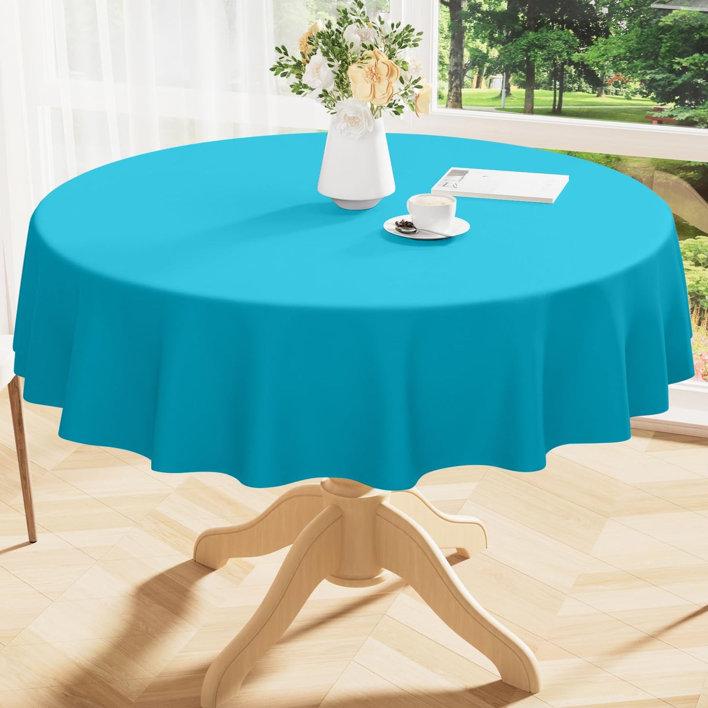 Smiry Rectangle Table Cloth 60x84 Inch, Waterproof Wipeable Vinyl Tablecloths Protector, Oil Spill Proof Plastic Table Cover for Dining, Picnic, Camping, Outdoor, Beige
