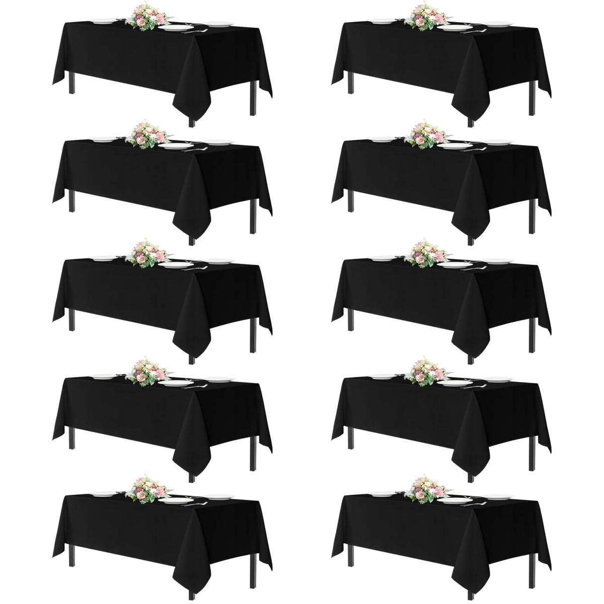sancua 2 Pack White Table Cloth 60x102 Inch for 6 Feet Rectangle Tables | Stain and Wrinkle Resistant Washable Polyester Tablecloth Cover for Dining Tables, Wedding Buffet Parties and Camping