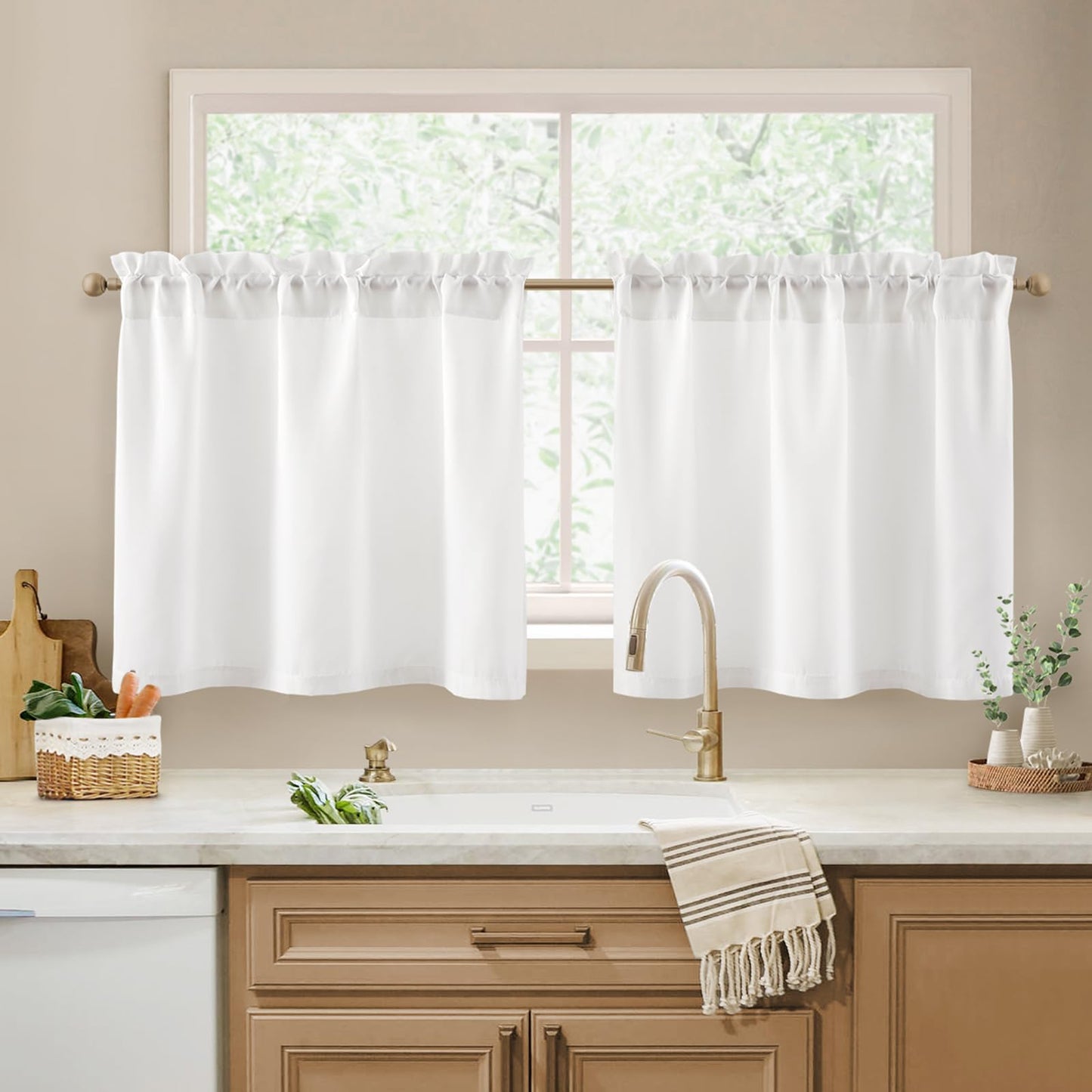 HOMEIDEAS Non-See-Through White Privacy Semi Sheer Curtains 84 Inches Long 2 Panels Set Light Filtering Curtains for Living Room Bedroom Drapes,W52xL84