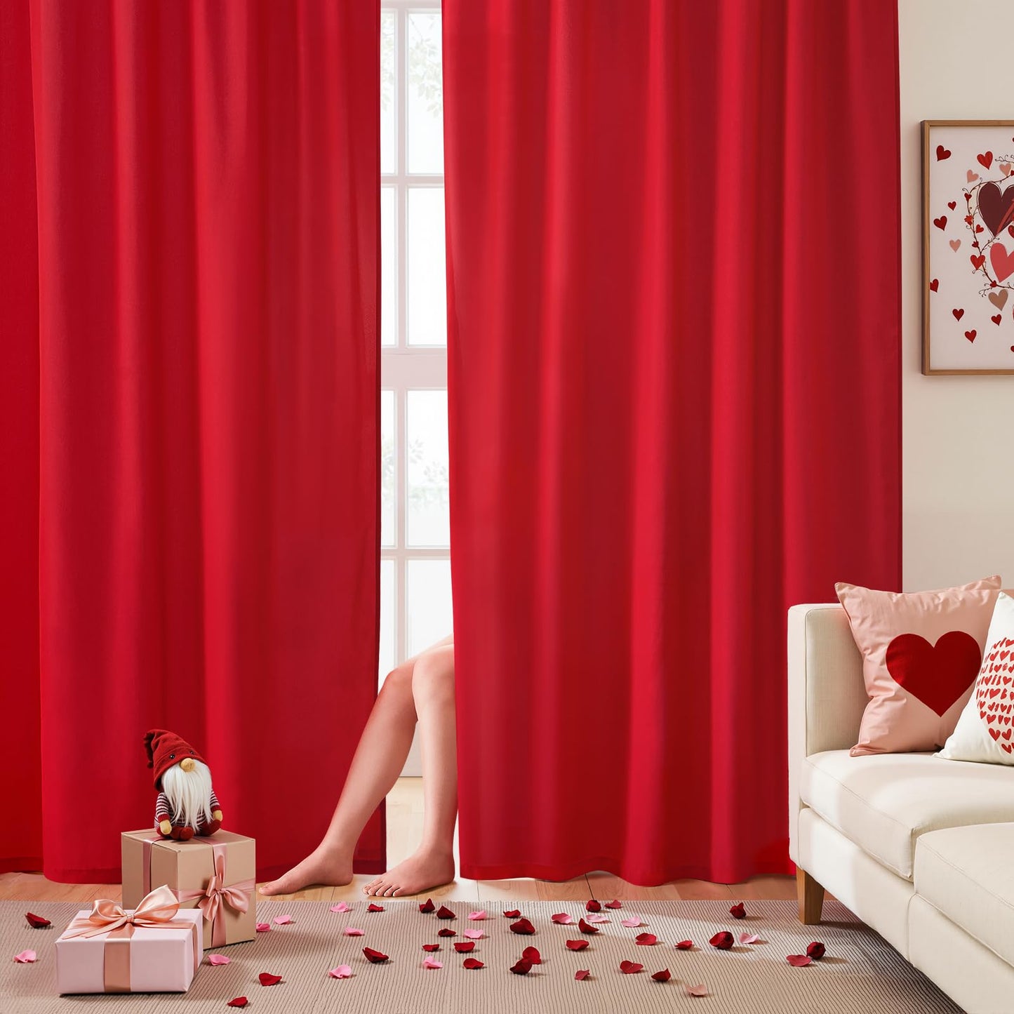 HOMEIDEAS Non-See-Through White Privacy Semi Sheer Curtains 84 Inches Long 2 Panels Set Light Filtering Curtains for Living Room Bedroom Drapes,W52xL84