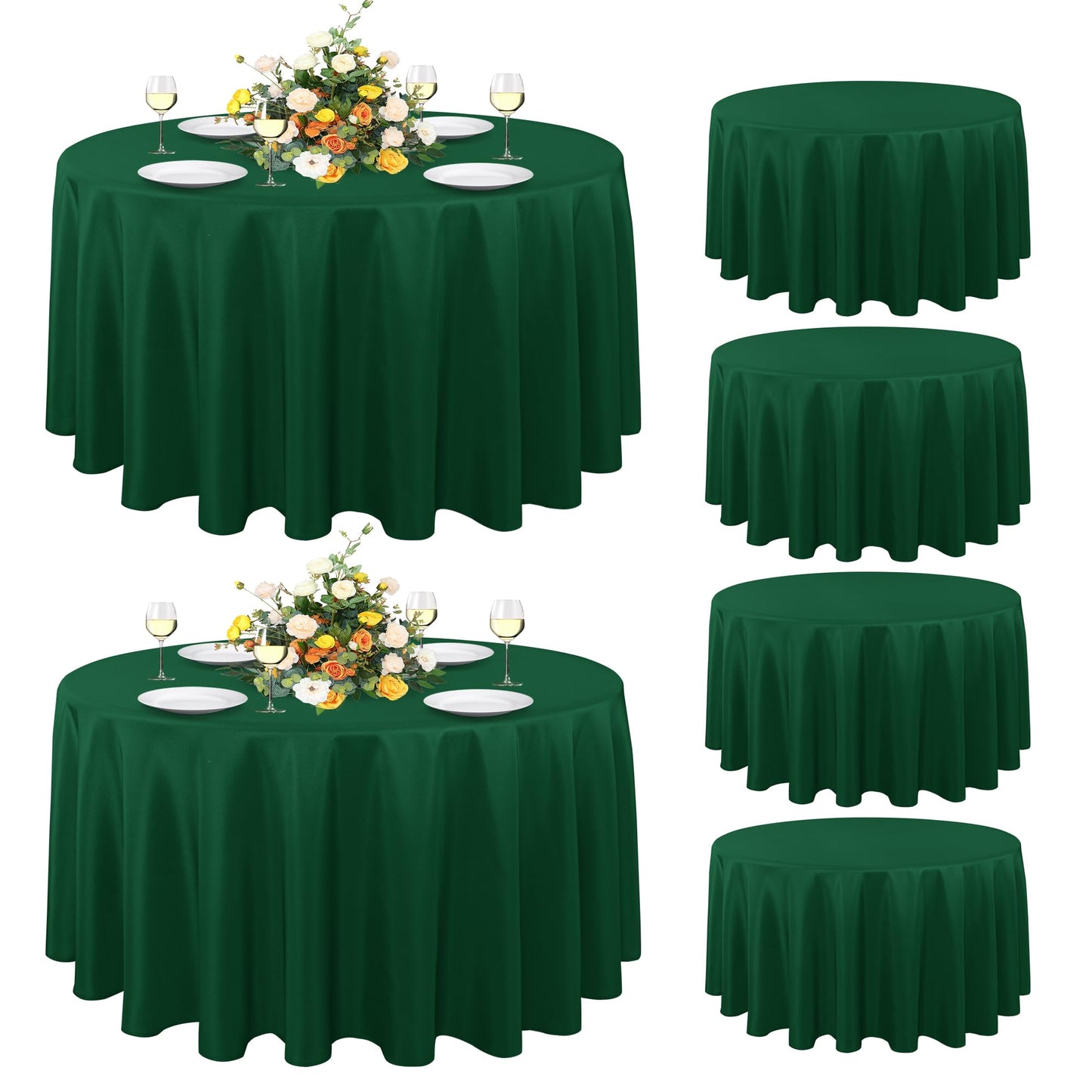 sancua White Round Tablecloth 60 Inch Diameter for 20-48 Inch Tables | Water Resistant Spill Proof, Washable Polyester Cloth Decorative Fabric Cover, For Dining, Buffet Parties and Camping