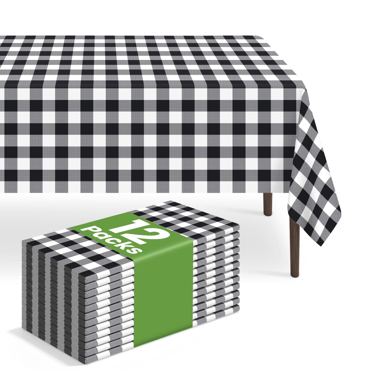 6 Pack Blue and White Checkered Tablecloth, Blue Plastic Table Cloths for Parties Disposable, 54 x 108 inch Waterproof Blue Gingham Camping Tablecloth for Birthday, Party, Picnic