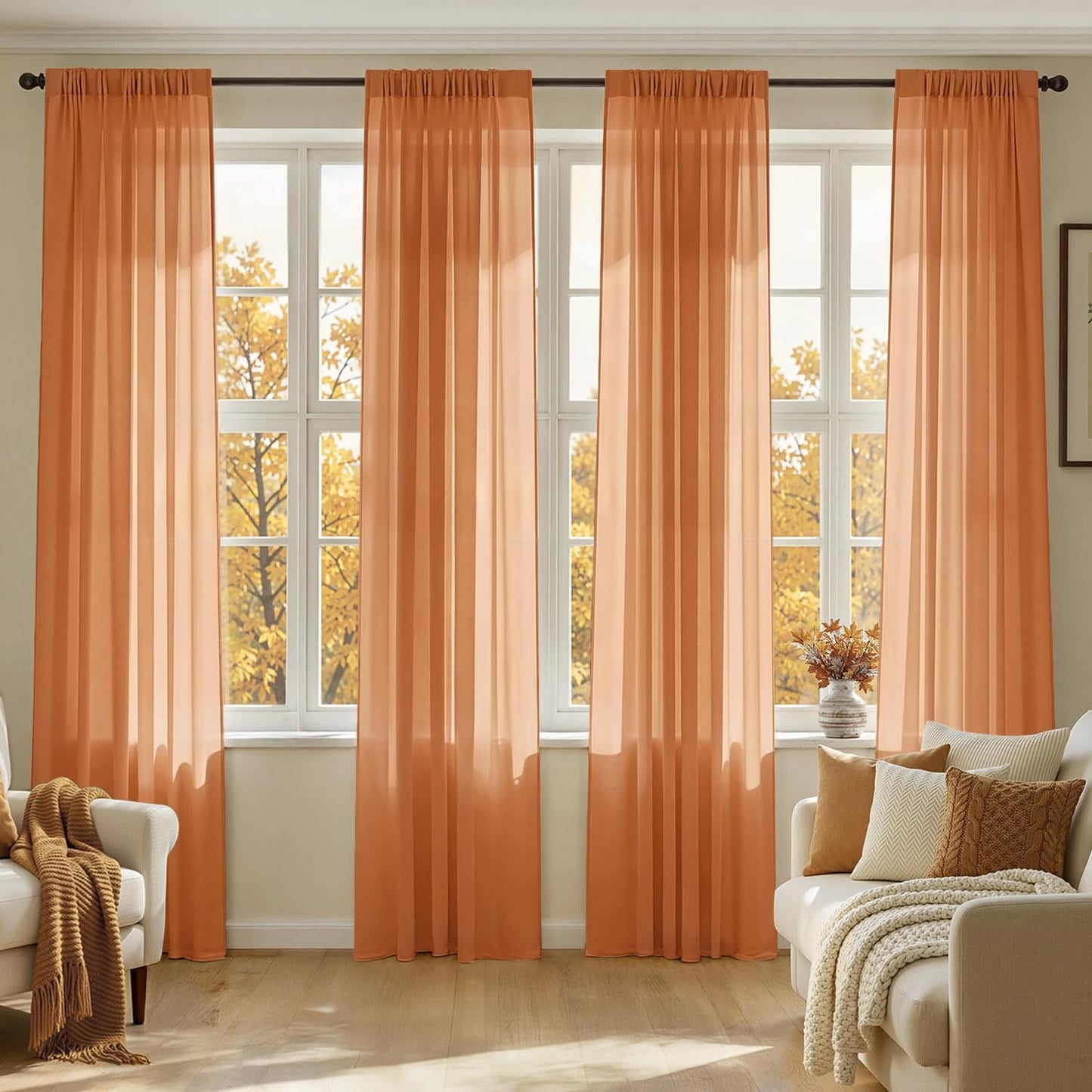 MIULEE Black Sheer Curtains 84 Inches Long 4 Panels 42 x 84 Inches | Light Filtering, Rod Pocket, Voile Drapes, Living Room, Bedroom, Window Treatments